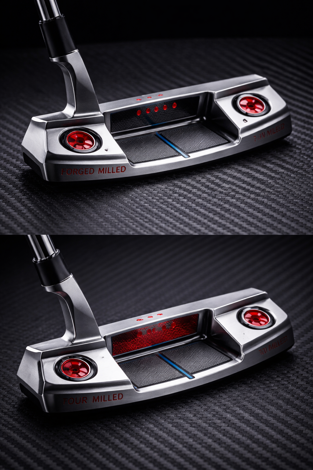 Angle view of The G-Spot and The Lure putters