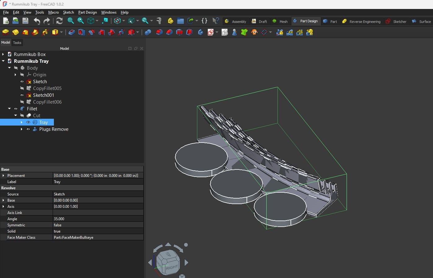 Rendered tray and box design view for MeldVault 4.